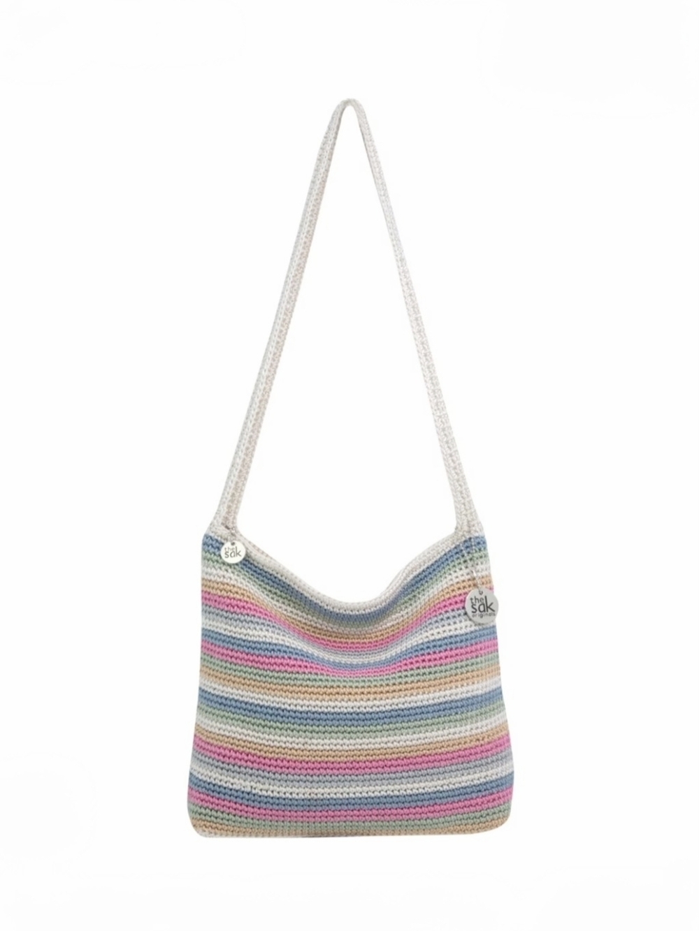 NEW The Sak -Striped Crochet Shoulder Bag in Rare Pastel Multicolor